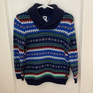Janie & Jack Toddler Boy Sweater Faire Isle Blue Multi 3T